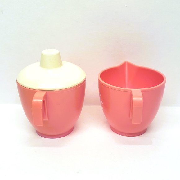 Vintage 1982 Fisher Price Fun With Food Pink Cream & Sugar Lid Heart Set Lot x3 - Picture 11 of 11